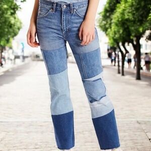 Levi's | Bootcut Orange Tab High Rise Patchwork 517 Jeans Size 27 Frayed Hem Y2K